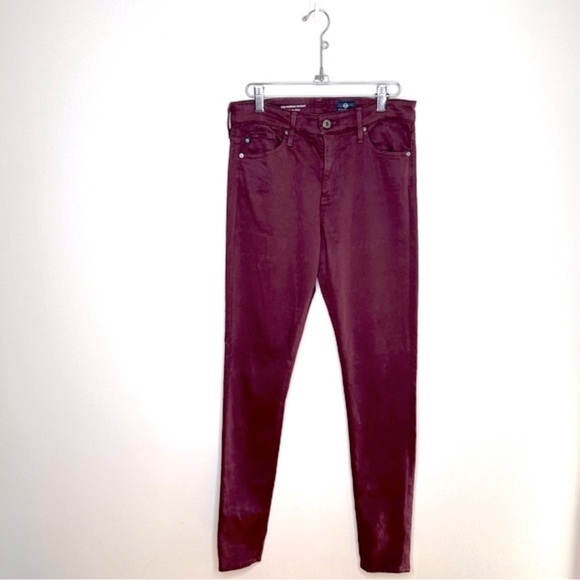 AG Adriano Goldschmied The Farrah High-Rise Skinny Jeans Maroon Size 27 - Picture 2 of 12